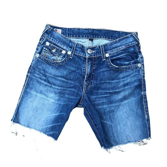TRUE Religion Jean Shorts Size 34 RICKY BIG T Blue - Picture 3 of 5